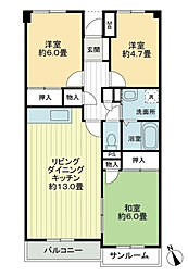 サンハイツ21 3LDKの間取図画像