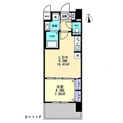 Ｓ−ＲＥＳＩＤＥＮＣＥ中央町ａｌｅｃｔｒａ 7階1LDKの間取り