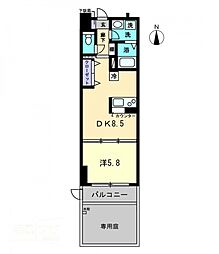 ファインスクエア錦町 1階1DKの間取り