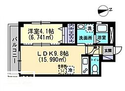プレミール亀岡 3階1LDKの間取り