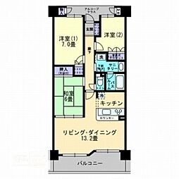 アルファシティ屋島六番館 2階3LDKの間取り