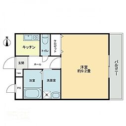 ガレージライフ高松東 2階1Kの間取り