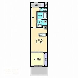 リンヒナーノｈ 4階1LDKの間取り