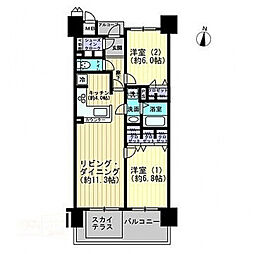 ロイヤルガーデン高松駅西オーシャンビュー弐番館 2LDKの間取図画像