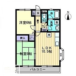 グレースハタオカ 2LDKの間取図画像