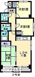 松島フラット 5階3LDKの間取り