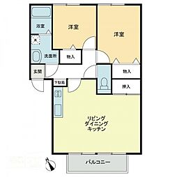フォブール龍雲B 2LDKの間取図画像