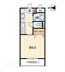 ボンヌ・シャンス 3階1Kの間取り