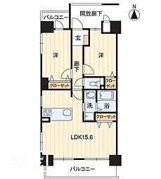アルファライフ栗林駅北 9階2LDKの間取り