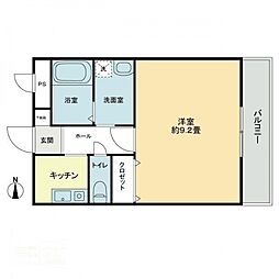 ガレージライフ高松東 2階1Kの間取り