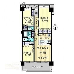 サーパス西町 5階2SLDKの間取り
