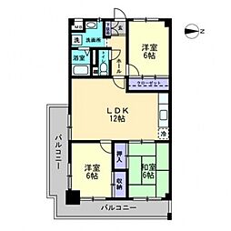 百石ハイツ 3LDKの間取図画像