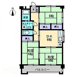 コーポニューデリ 3階3DKの間取り