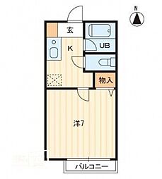 セレーノ福岡町 1Kの間取図画像