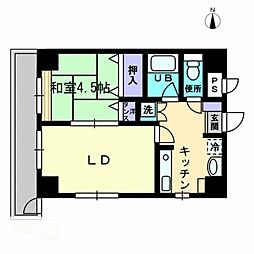 アルカディア西内町 1LDKの間取図画像