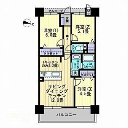 アルファライフ松島公園2 3LDKの間取図画像