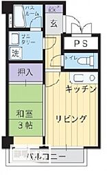 アディオ錦町 1LDKの間取図画像