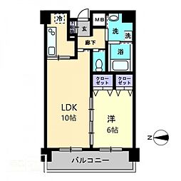 アルファレガロ栗林 1LDKの間取図画像