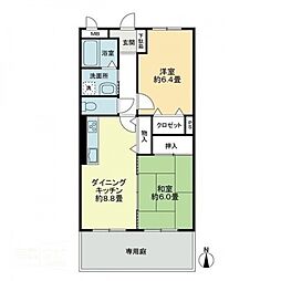 フィネスリバージュ 2DKの間取図画像