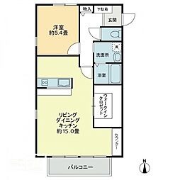 フォブール由良 1LDKの間取図画像