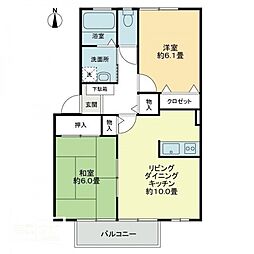 フォブール紅陽A 2LDKの間取図画像