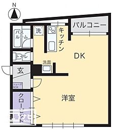 宮脇ビル 1DKの間取図画像