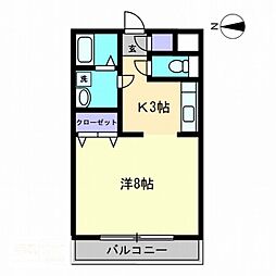 フラワーマンション 1Kの間取図画像