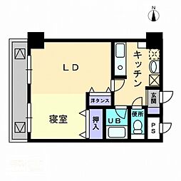 アルカディア西内町 1Kの間取図画像