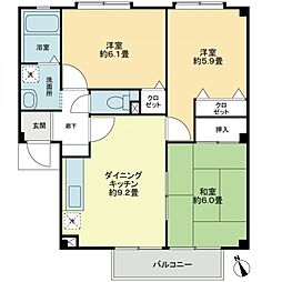 フォブール竹谷 3DKの間取図画像