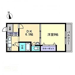 宮脇第8マンション 1DKの間取図画像