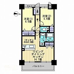 アルファライフ松島公園2 2LDKの間取図画像