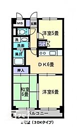 松島フラット 3DKの間取図画像