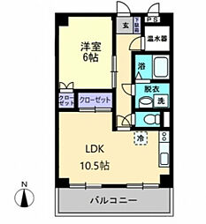 津山マンション 1LDKの間取図画像