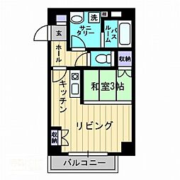 アディオ錦町 1LDKの間取図画像