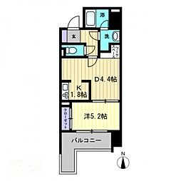 リアライズ瓦町 1DKの間取図画像
