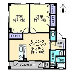 フォブールセレネ・2 2LDKの間取図画像