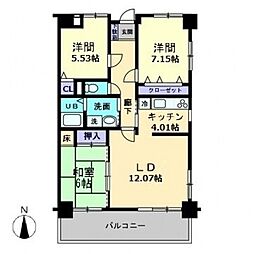 アヴェニール藤塚 3LDKの間取図画像