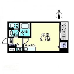 サンシャンテ西内町 ワンルームの間取図画像