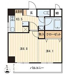 アヴニール若宮 1Kの間取図画像