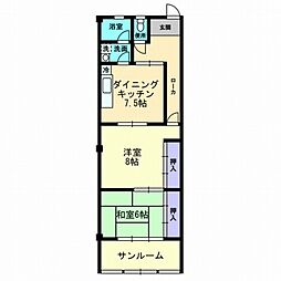 ＹＡＭＡＳＡＫＩビル 2階2DKの間取り