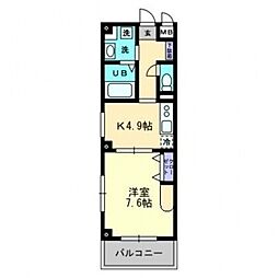 セブンシーズ城見 3階1DKの間取り