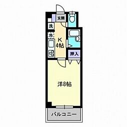 貳室邸マンション 2階1Kの間取り
