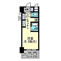 朝日プラザ知寄町パサージュ ワンルームの間取図画像