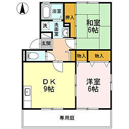 エピナール　Ｄ棟 1階2DKの間取り