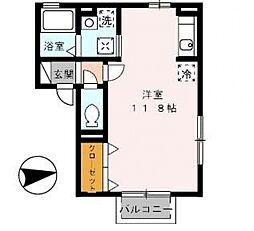 プレジオ2 ワンルームの間取図画像