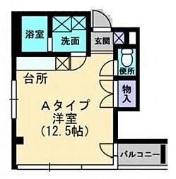 下島ハイツ ワンルームの間取図画像
