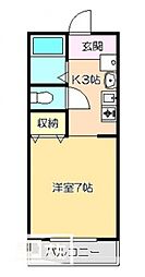 フィットハイム比島 2階1Kの間取り