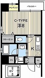 アルファレガロ大橋通 9階1Kの間取り