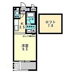 サンライズマンション二葉町 1Kの間取図画像