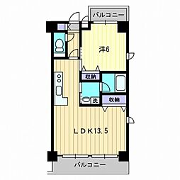 シャルマン 1LDKの間取図画像